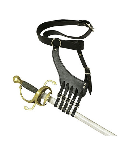 Cinturón con porta-espadas en cuero negro