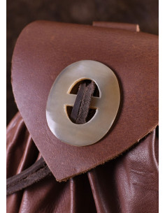 Mittelalterliche Geldkatzentasche aus braunem Leder mit... 2