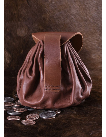 Bolsa Geldkatze medieval cuero marrón...