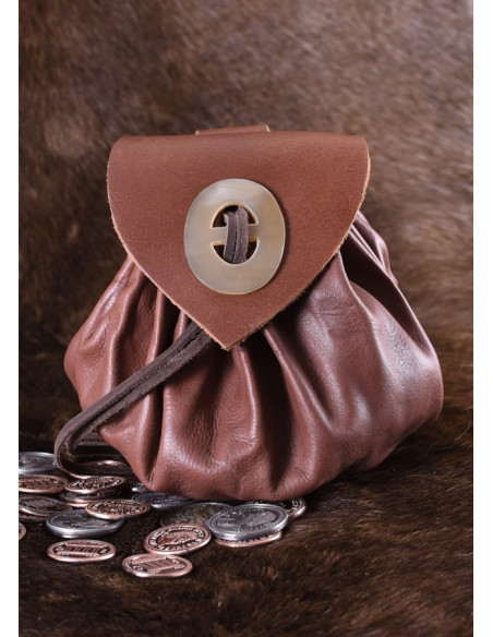 Bolsa Geldkatze medieval cuero marrón...