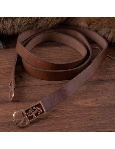 Lange middeleeuwse riem met leeuwen