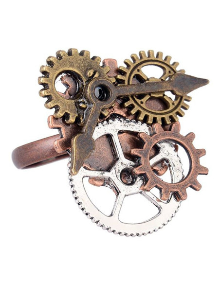 Verstelbare Ring SteamPunk Gears Klok