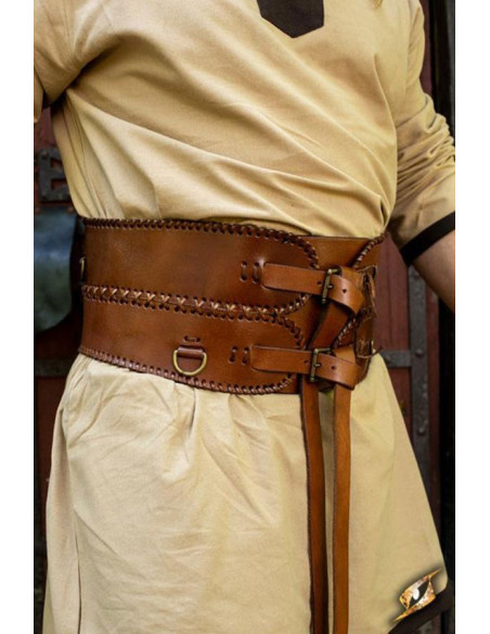 Cinturón medieval ancho, doble cierre