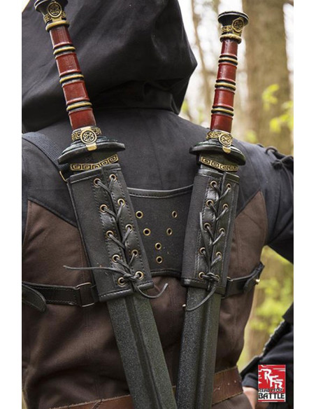 Tahalí dubbel voor de rug, bruin