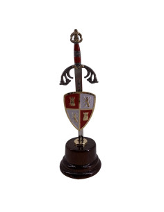 Mini-zwaard met mini-schild en basis Cid Campeador