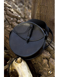 Schwarze runde mittelalterliche Tasche
