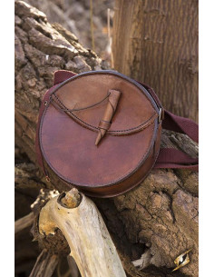 Braune runde mittelalterliche Tasche