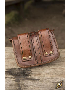 Bolso medieval guerrero pequeño en cuero 2