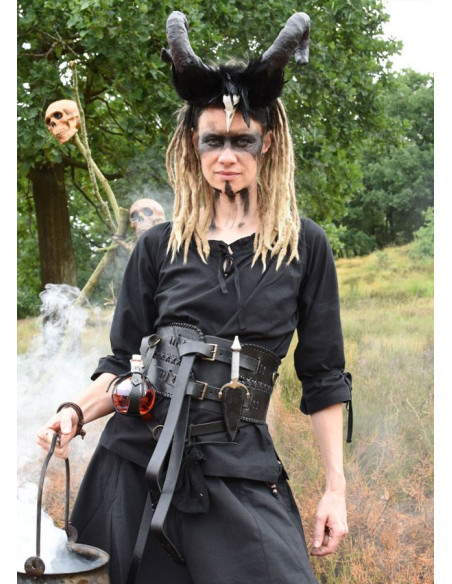 Middeleeuwse blouse vrouw Birga, zwart