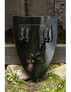 Escudo Cruzados LARP, acabado madera 2