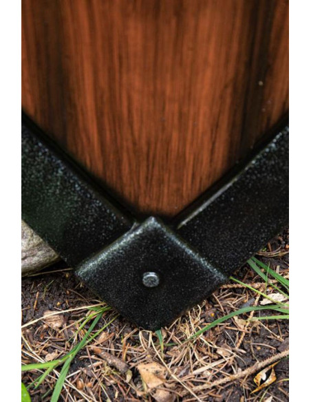 Escudo Cruzados LARP, acabado madera