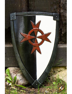 Sort hvid Crusaders skjold, 70 x 50 cm.