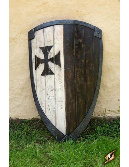 Schwarz-weißer Templerschild, 90 x 60...