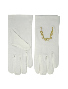Guantes blancos con la cadena de la unión masónica