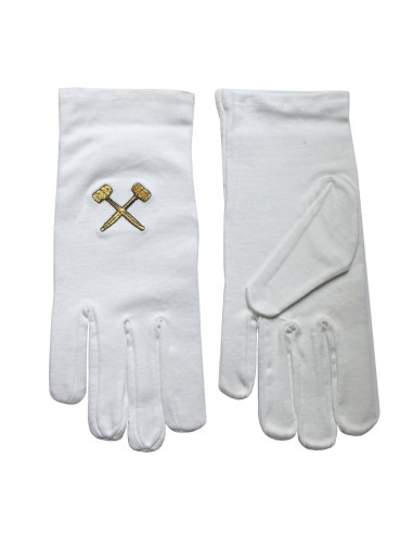Afvise Ruddy Afstå Frimureriske hvide handsker med guldbroderede klubber ⚔️ Tienda Størrelse L