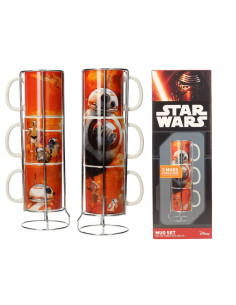 Set de 3 tazas apilables cerámica BB-8 droides de Star...