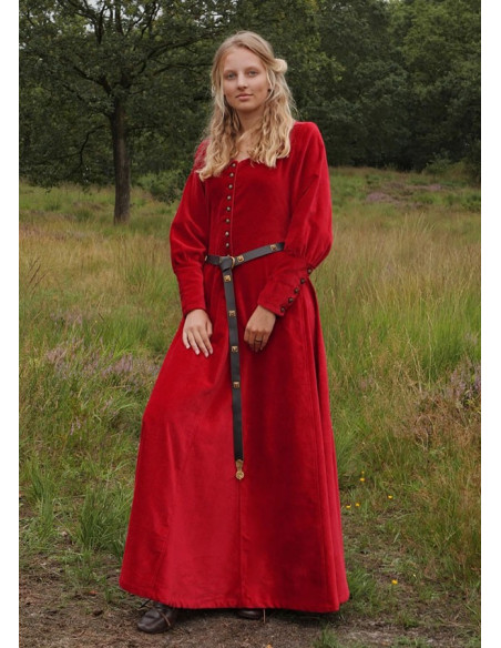 Isabel Medieval kjole, rød fløjl