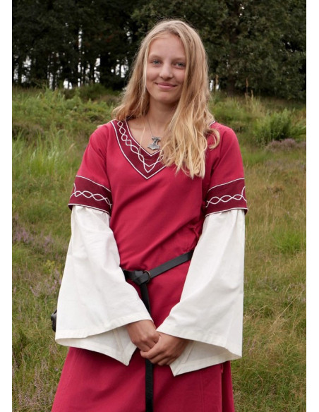 Mittelalterkleid Alvina, rot-weiß Mittelalterkleid Alvina, rot-weiß