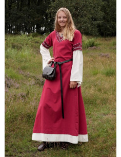 Mittelalterkleid Alvina, rot-weiß