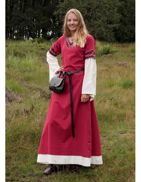Mittelalterkleid Alvina, rot-weiß Mittelalterkleid Alvina, rot-weiß