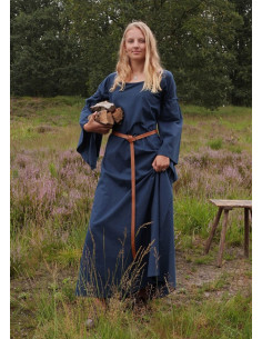 Mittelalterliches Damenkleid Burglinde mit blauen...