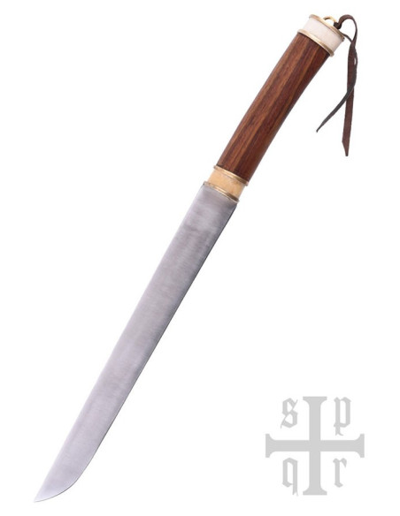 Viking Seax mes, handvat van walnoot...