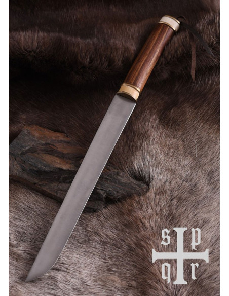 Viking Seax mes, handvat van walnoot...