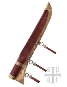 Cuchillo damasco vikingo Seax, puño nuez y hueso 2