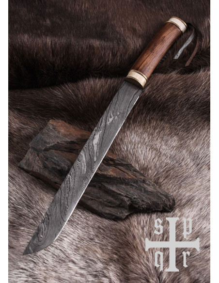 Seax viking damaskus kniv, valnød og...