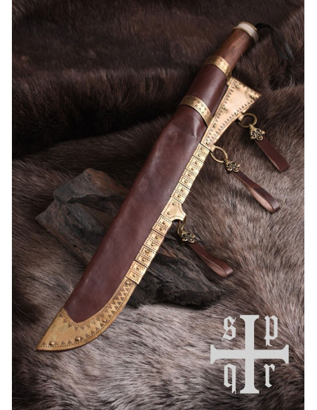 Seax viking damascus mes, handvat van...