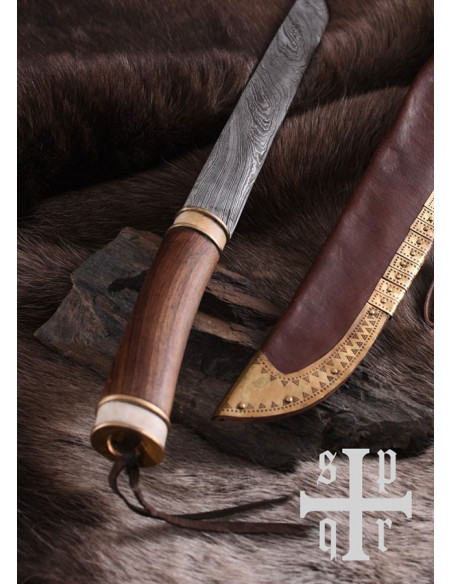 Seax viking damaskus kniv, valnød og...