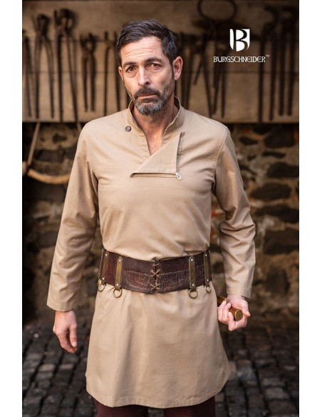 Túnica medieval de hombre Einarr, cáñamo