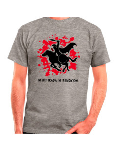 Spartaans grijs T-shirt te paard: noch terugtrekken, noch overgeven