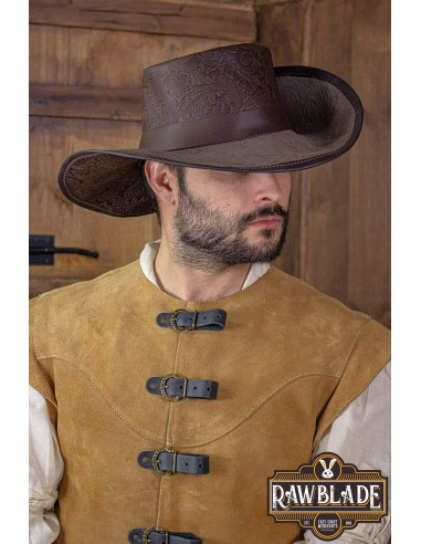 Deluxe halfgerande Corsair-hoed, bruin