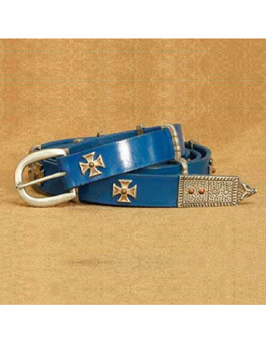 Malteserkreuz Gürtel, blaues Leder