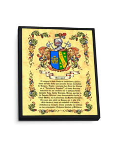 Cuadro escudos heráldicos 1 apellido, marco aluminio...