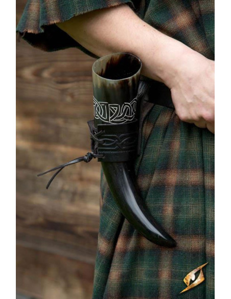 Leren baldric voor vikinghoorn