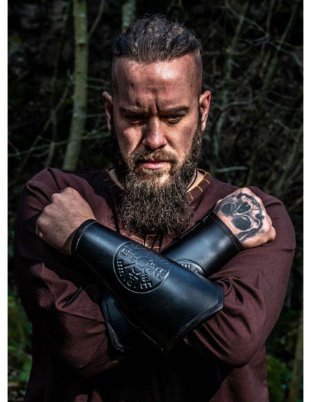 Keltiske sorte Vegvisir læderarmbånd