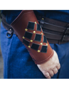 Mittelalterliche Armschienen braun-schwarz flach