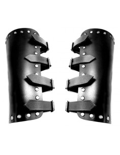 Mittelalterliche Armschienen Mar aus schwarzem Leder 2
