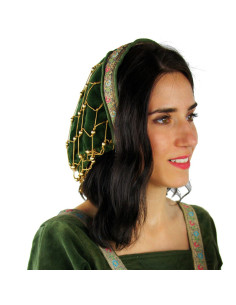 Cofia noble en terciopelo verde 2