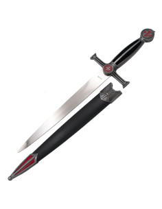 Daga medieval Cruz Templaria Roja, acabado negro