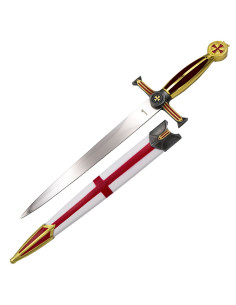 Daga medieval Cruz Templaria Roja, acabado rojo