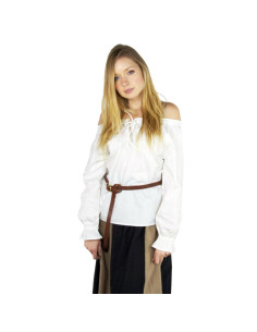 Mittelalterliche Damenbluse Bettina, weiß