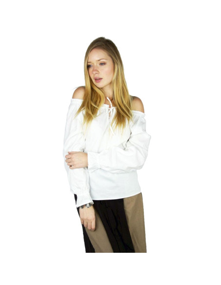 Middelalderlig damebluse Bettina, hvid