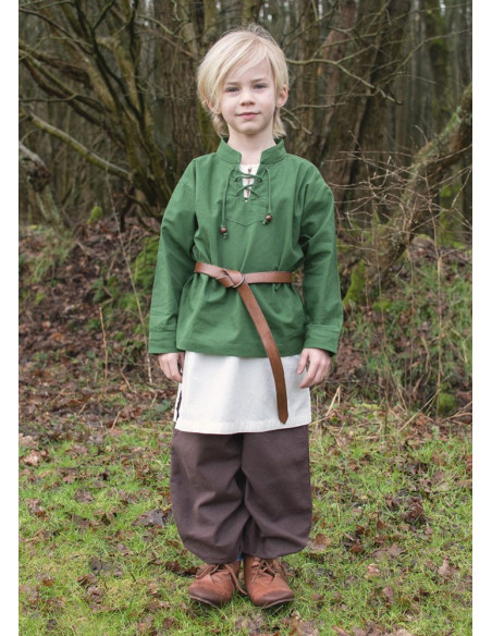 Camisa medieval verde para niño, Colin