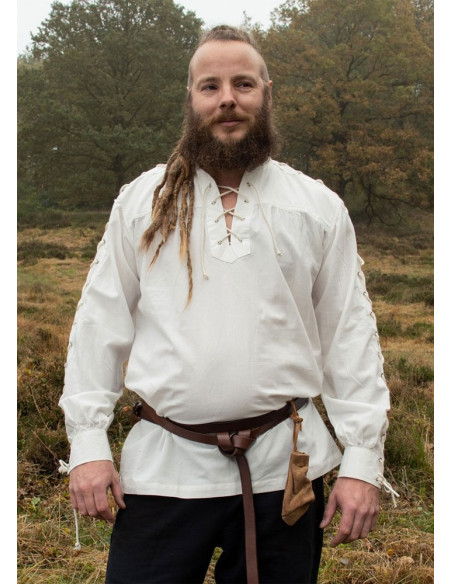 Camisa medieval blanca natural con...