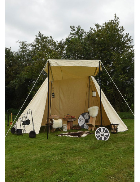 Saksische tent 4 x 6 m., naturel wit