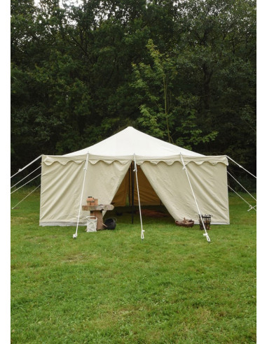 Blanco sokken evalueren Middeleeuwse tent 5 x 5 m, natuurlijk wit canvas ⚔️ Tienda Medieval