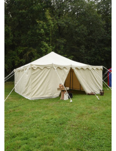 Jaima medieval Herold de 6 x 6 m. algodón blanco natural